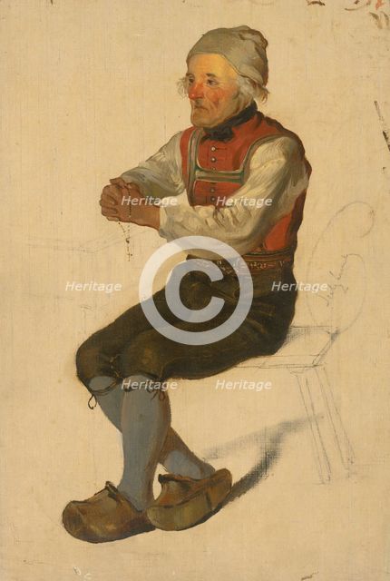 Study of a Seated Peasant, before 1850. Creator: Friedrich Carl von Scheidlin.
