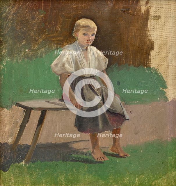 Study of a Seated Peasant Girl, 1880-1900. Creator: Ladislav Mednyanszky.