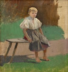 Study of a Seated Peasant Girl, 1880-1900. Creator: Ladislav Mednyanszky