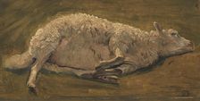 Study of a sheep lying down, 1846. Creator: Carlo Eduardo Dalgas