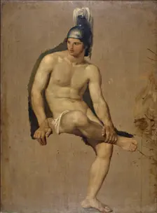 Study of a sitting warrior , 1813-1814