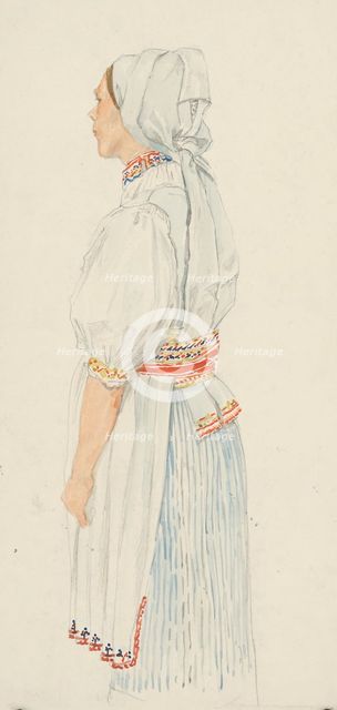 Study of a Slovak woman, 1910-1920. Creator: Emil Orlik.
