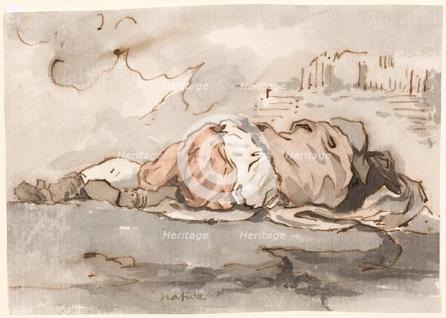 Study of a Sleeping Youth, Seen from Behind, 1752-1756. Creator: Augustin Pajou.