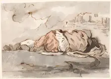 Study of a Sleeping Youth, Seen from Behind, 1752-1756. Creator: Augustin Pajou