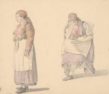 Study of a standing and seated woman, 1839-1845. Creator: Karoly Lajos Libay