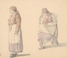 Study of a standing and seated woman, 1839-1845. Creator: Karoly Lajos Libay