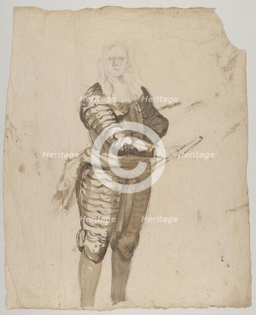 Study of a Standing Commander Holding a Staff; verso..., early 17th-mid 17th century. Creator: Cornelis Schut I.