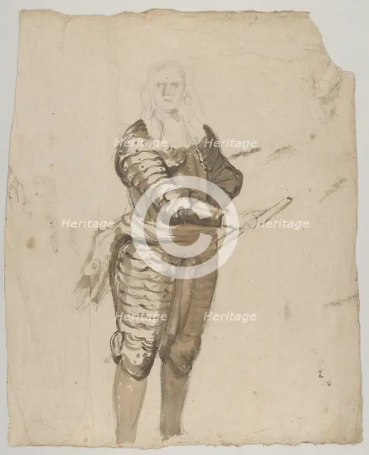 Study of a Standing Commander Holding a Staff; verso..., early 17th-mid 17th century. Creator: Cornelis Schut I.