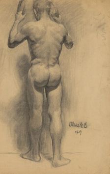 Study of a standing man by the circles, 1907. Creator: Emil Alexay-Olexák