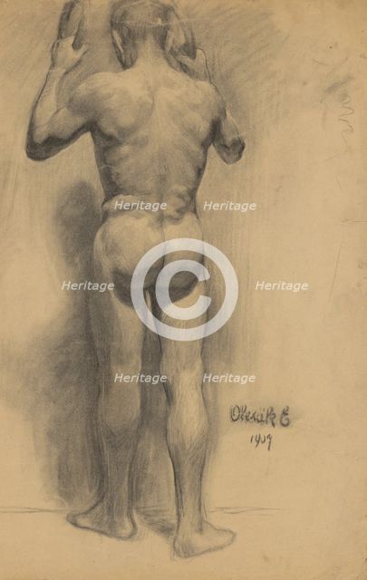 Study of a standing man by the circles, 1907. Creator: Emil Alexay-Olexák.