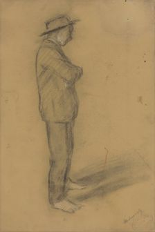 Study of a standing man in a hat, around 1900. Creator: Ladislav Mednyanszky