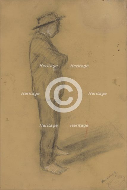 Study of a standing man in a hat, around 1900. Creator: Ladislav Mednyanszky.