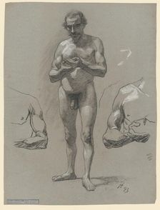 Study of a standing male nude, 1893. Creator: Jozef Hanula