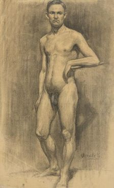 Study of a standing male nude, 1908-1914. Creator: Emil Alexay-Olexák