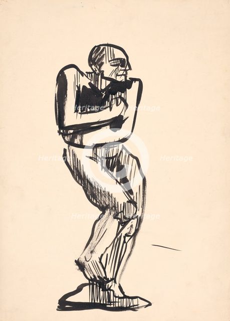 Study of a standing male nude, 1930s. Creator: Arnold Peter Weisz-Kubincan.