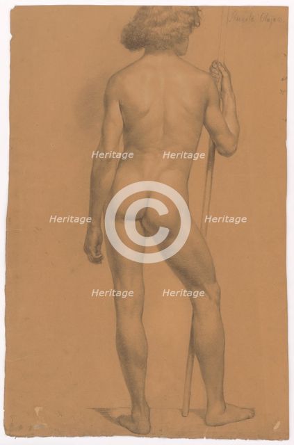 Study of a standing male nude from behind, 1898-1902. Creator: Alojz Rigele.