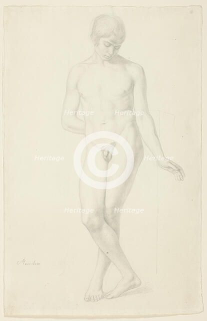 Study of a Standing Nude Youth, 1820. Creator: Julius Schnorr von Carolsfeld.
