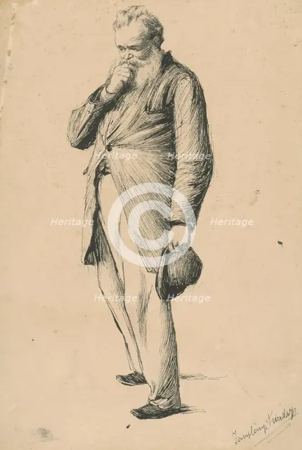 Study of a standing old man I., 1885-1890. Creator: Teodor Zemplényi.