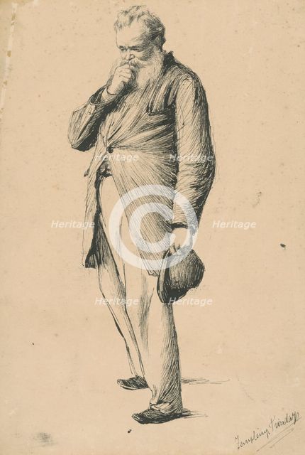 Study of a standing old man I., 1885-1890. Creator: Teodor Zemplényi.