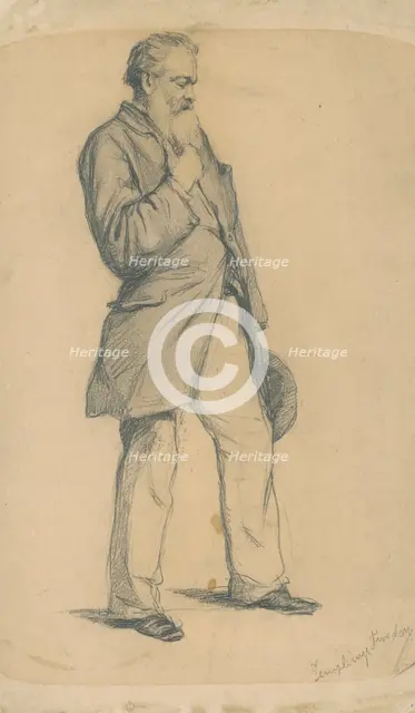 Study of a standing old man II., 1885-1890. Creator: Teodor Zemplényi.