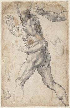 Study of a striding male nude, 1504 or 1506. Creator: Buonarroti, Michelangelo (1475-1564)