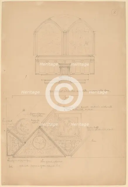 Study of an Altarpiece and Ceiling Panels, 1896. Creator: John Russell Pope.
