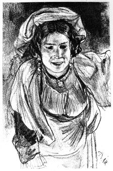 Study of an Italian Girl c1880-1882.Artist: Adolph Menzel