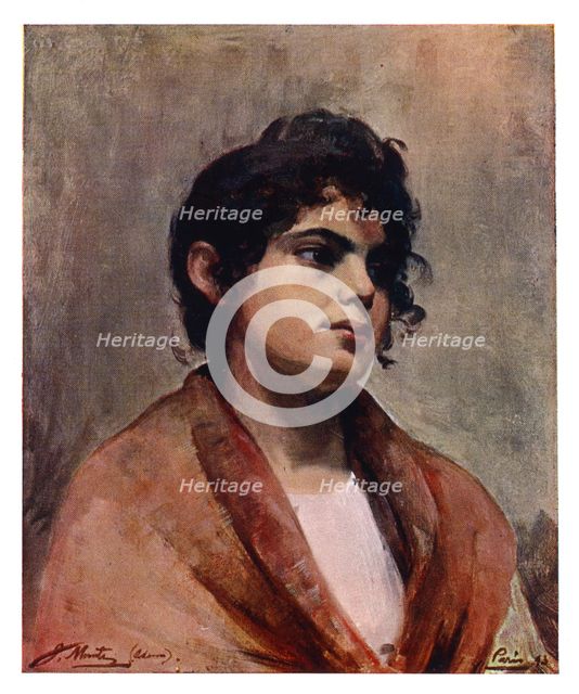 Study of an Italian girl's head, 1901.Artist: J Muntz