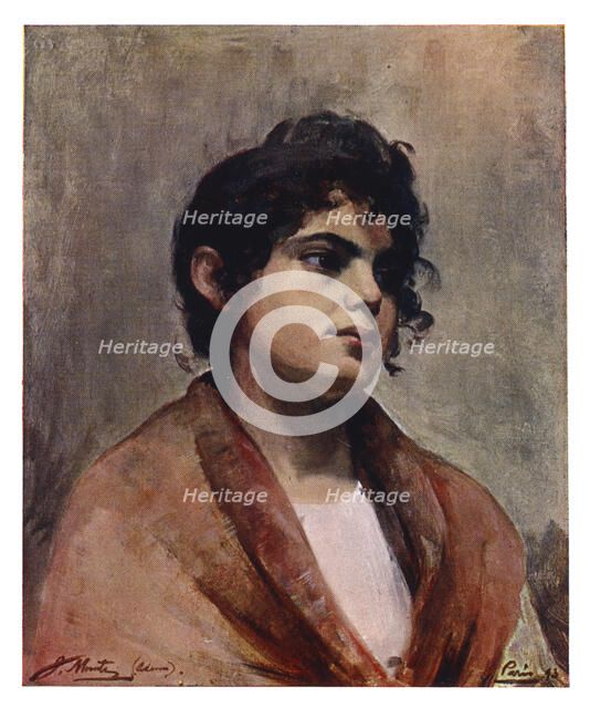 Study of an Italian girl's head, 1901.Artist: J Muntz