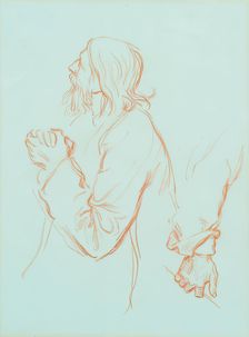 Study of an Old Man with Clasped Hands, c1840-1900. Creator: George Frederick Watts