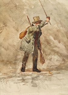Study of an old man fishing, c1830s. Creator: David Cox the Elder