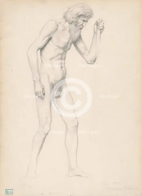 Study of an old man's nude, 1885-1890. Creator: Frantisek Klimkovic.