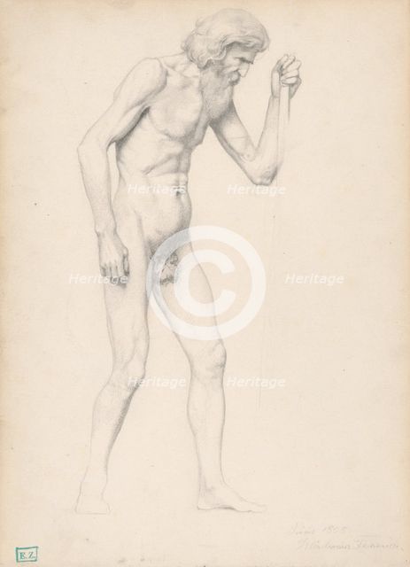 Study of an old man's nude, 1885-1890. Creator: Frantisek Klimkovic.