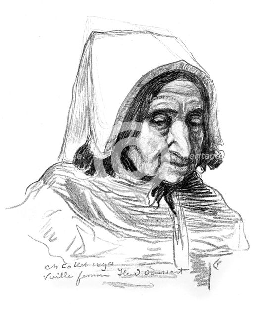 Study of an old woman's head, 1899.Artist: Charles Cottet