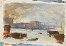 Study of an urban river scene, c1875-1944. Creator: George Clausen