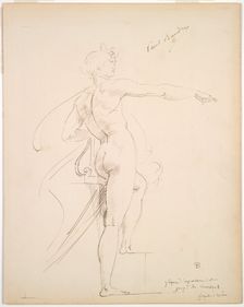 Study of Apollo for Marsyas (recto); Face in Profile (verso), late 1860s. Creator: Paul Baudry (French, 1828-1886)