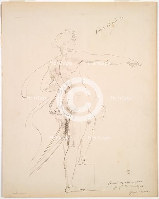 Study of Apollo for Marsyas (recto); Face in Profile (verso), late 1860s. Creator: Paul Baudry (French, 1828-1886).