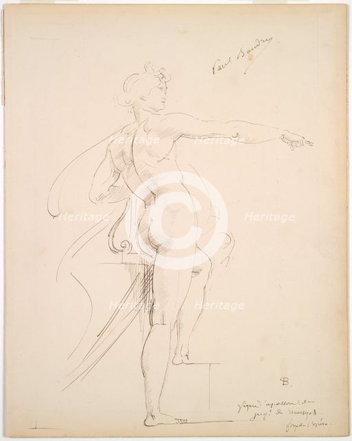 Study of Apollo for Marsyas (recto), late 1860s. Creator: Paul Baudry (French, 1828-1886).