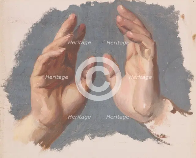 Study of Both Hands of the Bishop for the Painting "The Oath of Queen Jadwiga", before 1867. Creator: Jozef Simmler.