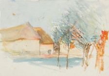 Study of barns and trees, c1875-1944. Creator: George Clausen