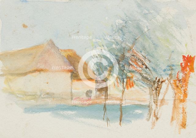 Study of barns and trees, c1875-1944. Creator: George Clausen.