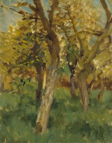 Study of blossoming trees in an orchard, 1891. Creator: George Clausen