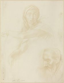 Study of Delphic Sibyl; Head of a Man. Creator: Alphonse Legros