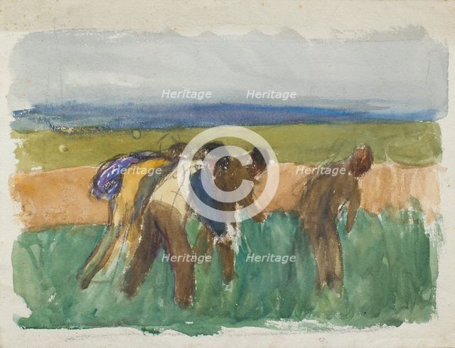 Study of four labourers working in a field, c1875-1944. Creator: George Clausen.