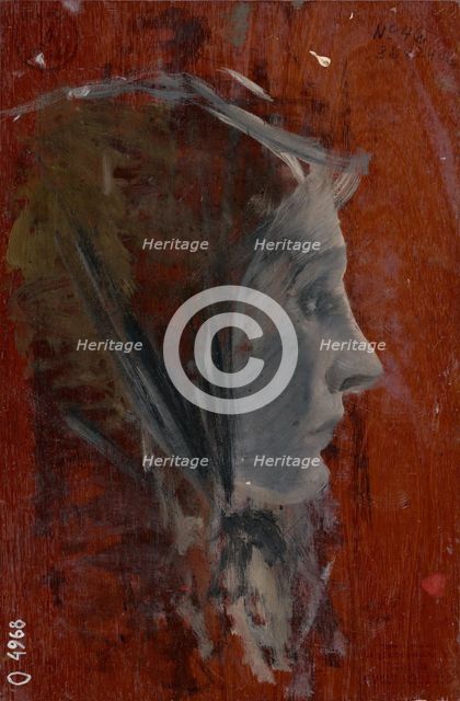 Study of Female Head from Profile, 1880-1900. Creator: Ladislav Mednyanszky.