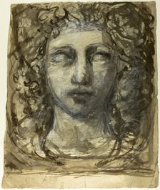 Study of Female Head (recto); Classical Male Head (verso), c. 1890. Creator: Henri Cros