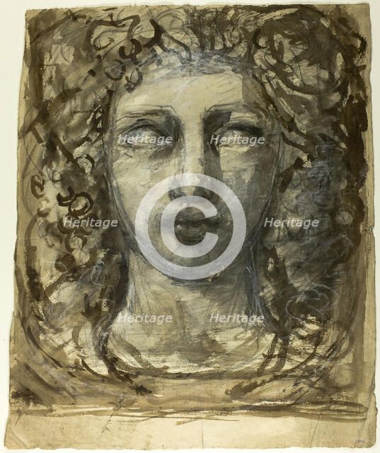 Study of Female Head (recto); Classical Male Head (verso), c. 1890. Creator: Henri Cros.