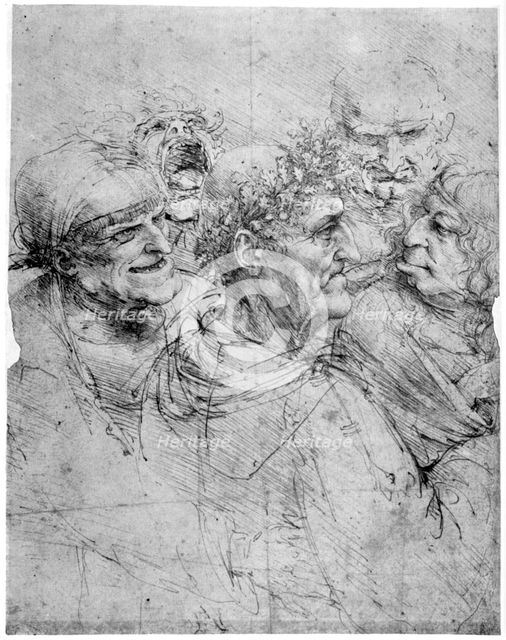 Study of five grotesque heads, c1494 (1954).Artist: Leonardo da Vinci