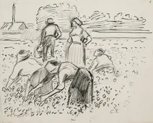 Study of five peasant figures working in a field, 1887. Artist: Camille Pissarro