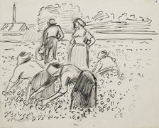 Study of five peasant figures working in a field, 1887. Artist: Camille Pissarro